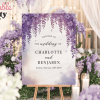 Wedding Welcome Sign With Purple Wisteria Flowers, Announcing Charlotte And Benjamin'S Wedding On February 25Th, 2025.