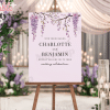 Lavender Wedding Welcome Sign With Charlotte And Benjamin'S Names.