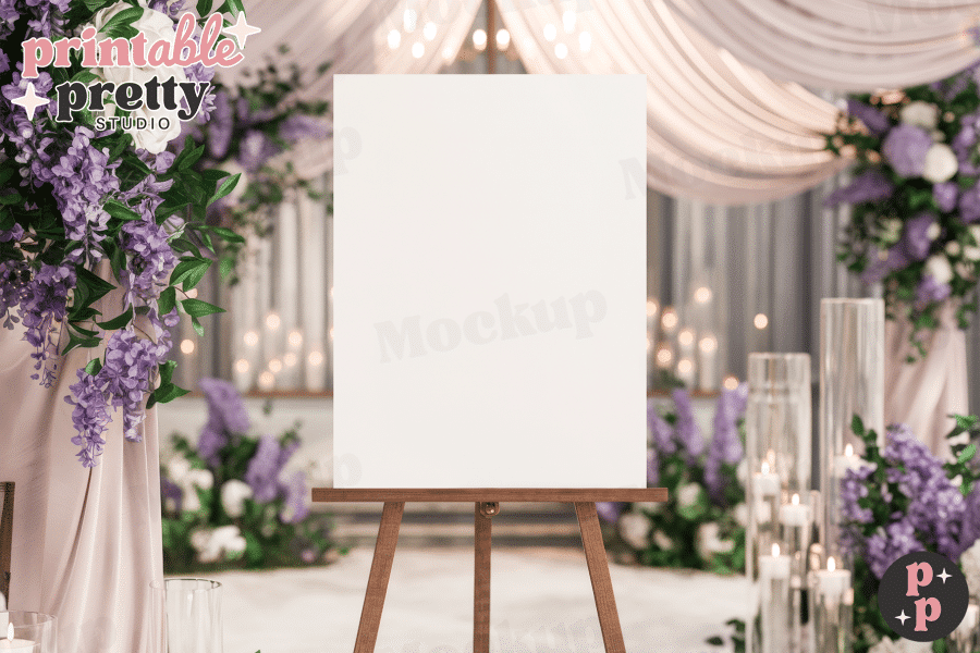 Romantic Wisteria Welcome Sign Mockup