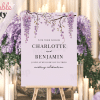 Lavender Wedding Welcome Sign With The Names Charlotte And Benjamin.