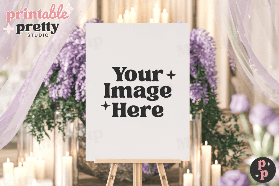 Blank Sign On Easel With Text Your Image Here.