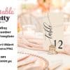 Wedding Table Number Card, Number Twelve, In Elegant Script Font, Displayed On A Table Setting.