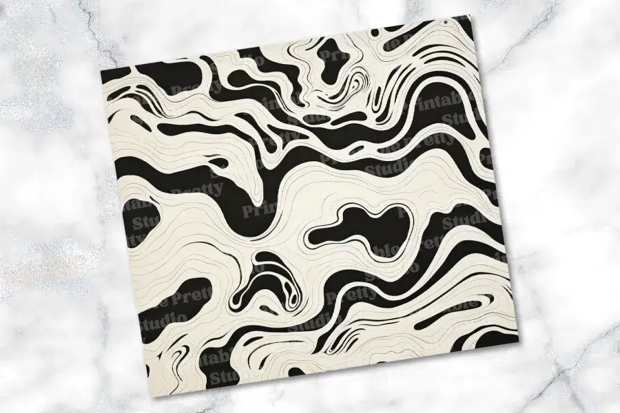 Abstract Black And Cream Swirled Pattern.