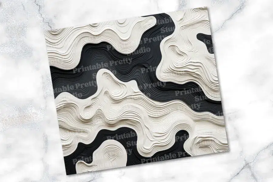 Abstract Topographic Art In Black And Off-White.