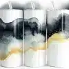 Abstract Black White Gold Watercolor Tumbler Wrap - Digital Download Design With Mockup For 20Oz Skinny Tumblers