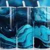 Abstract Blue And Black Swirl Tumbler Wrap - Digital Download Design With Mockup For 20Oz Skinny Tumblers