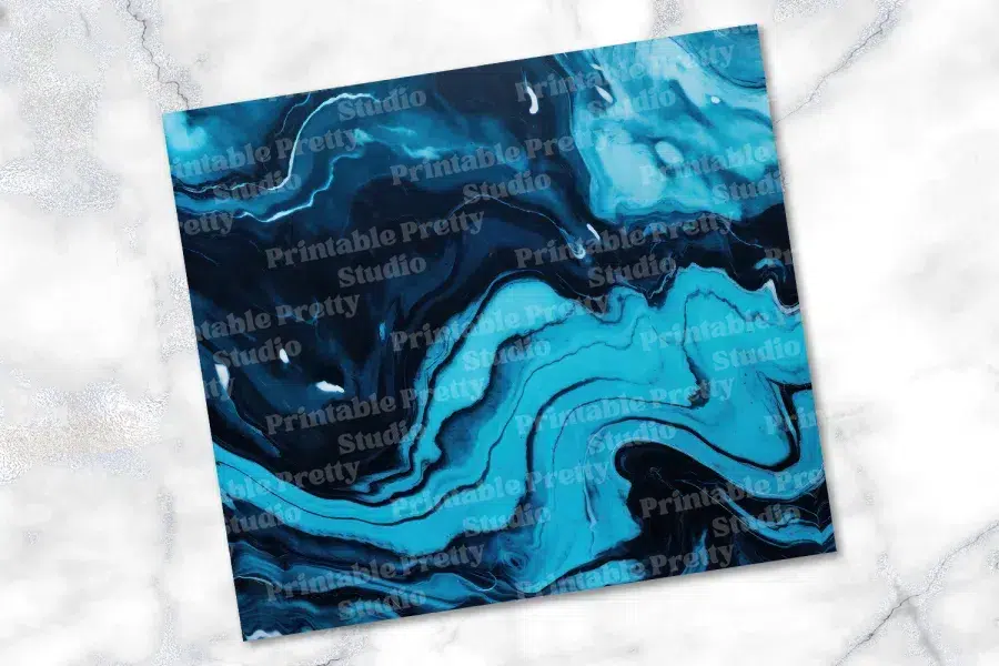 Abstract Blue And Black Marbled Design.