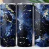 Three Navy Blue And Gold Marble Tumblers.