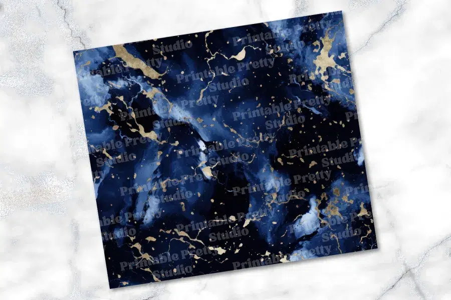 Navy Blue And Gold Marble Texture.