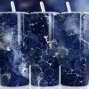 Dark Blue Gold Marble Tumbler Wrap - Digital Download Design With Mockup For 20Oz Skinny Tumblers