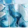 Blue Gold Abstract Marble Tumbler Wrap - Digital Download Design With Mockup For 20Oz Skinny Tumblers