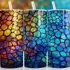 Colorful Pebble Mosaic Tumbler Wrap - Digital Download Design With Mockup For 20Oz Skinny Tumblers
