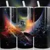 Colorful Space Galaxy Tumbler Wrap - Digital Download Png Design With Mockup For 20Oz Skinny Tumblers