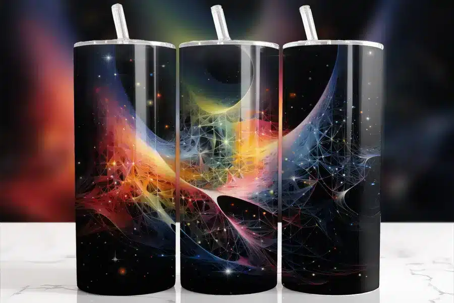Colorful Space Galaxy Tumbler Wrap - digital download design with mockup for 20oz skinny tumblers