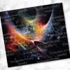 Abstract Art Depicting A Cosmic Scene With Swirling Nebulae In Shades Of Orange, Red, And Blue Against A Dark Background.