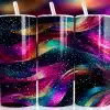 Colorful Wavy Lines Tumbler Wrap - Digital Download Png Design With Glitter Effect For 20Oz Skinny Tumblers