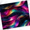 Abstract Image Of Colorful, Wavy Lines And Glitter On A Dark Background.