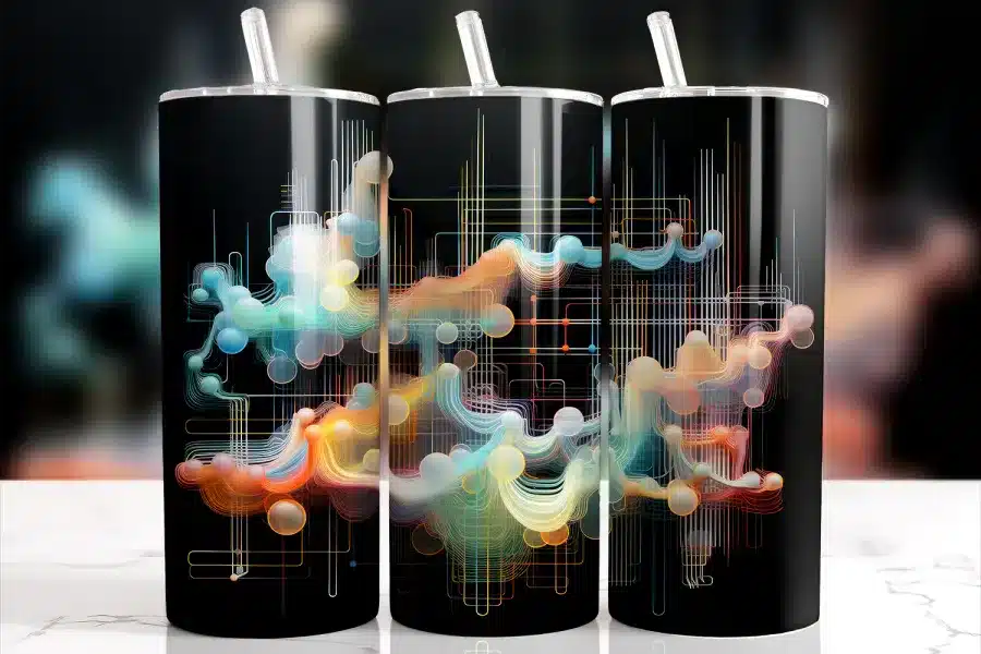 Abstract Colorful Lines Tumbler Wrap - digital download PNG design for modern tumblers