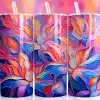 Abstract Floral Swirls Tumbler Wrap - Digital Download Png Design With Pink And Blue Flowers
