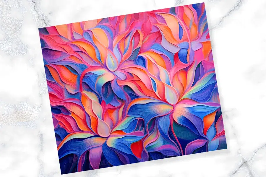 Abstract Painting Of Vibrant, Multicolored Flowers.