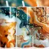 Abstract Gold Blue Orange Swirls Tumbler Wrap - Digital Download Png Design For Colorful Tumblers