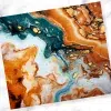 Abstract Painting In Teal, Orange, And Gold.