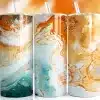 Abstract Gold Blue White Swirl Tumbler Wrap - Digital Download Png Design For Artistic Tumblers