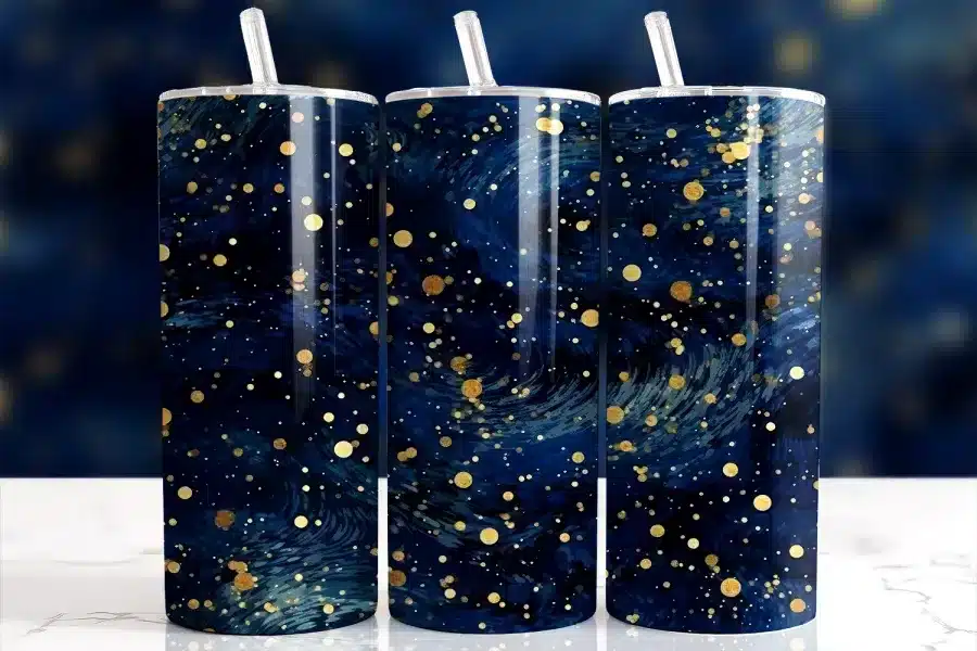 Gold Glitter Navy Swirls Tumbler Wrap - digital download PNG design with mockup for luxury tumblers
