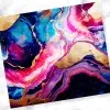 Abstract Painting In Pink, Purple, Blue, And Gold.