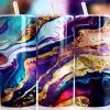Deep Jewel Marble Tumbler Wrap Design With Vivid Swirls Of Sapphire, Violet, Pink, Turquoise, And Gold Flowing In A Bold Abstract Resin-Pour Style.