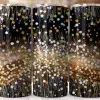 Three Black Tumblers With A Gold And White Confetti Design.
