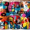 Three Colorful Tumblers Featuring Abstract Graffiti Art.