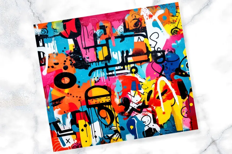 Abstract Graffiti Painting In Bright, Bold Colors.