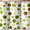 Three Tumblers With A Watercolor Dot Pattern In Shades Of Green And Brown.