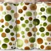 Three Tumblers With A Watercolor Dot Pattern In Shades Of Green And Brown.