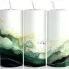 Abstract Green Gold Lines Tumbler Wrap - Digital Download Png Design For Artistic Tumblers