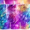 Iridescent Wave Tumbler Wrap Design Featuring Flowing Multicolor Ribbon Patterns In Bold Rainbow Hues With A Dimensional Metallic Effect