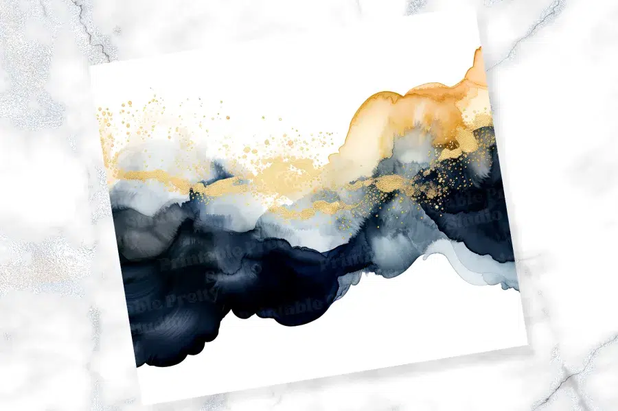 A Blue And Gold Abstract Painting