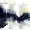 Navy Gold Ink Tumbler Wrap Design Featuring Deep Alcohol Ink And Watercolor Blends In Blue And Slate Tones With Metallic Gold Veins On A White Background