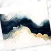 Abstract Painting In Shades Of Blue And Gold.