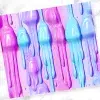 Dripping Paint In Shades Of Pink, Purple, And Blue.