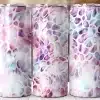 Three Pastel Purple And Blue Patterned Tumblers.