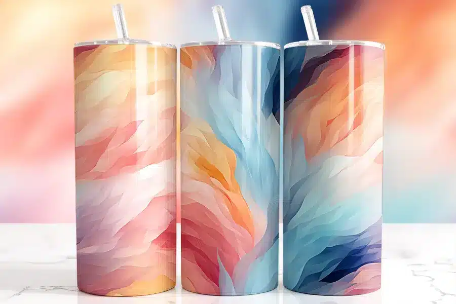 Abstract Pink Blue Swirls Tumbler Wrap - digital download PNG design for pastel tumblers
