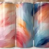 Three Tall Tumblers With Abstract Pastel Designs.