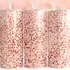 Pink Terrazzo Tumbler Wrap Design Featuring Abstract Pebble Shapes In Coral, Clay, And Blush On A Soft Pink Background