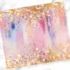 Abstract Painting In Pink, Purple, And Gold.