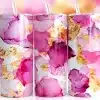 Pink Gold Watercolor Ink Tumbler Wrap - Digital Download Png Design With Abstract Art Effect
