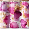 Three Pink And Gold Abstract Design Tumblers.