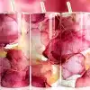 Pink Gold Ink Tumbler Wrap Design Featuring Flowing Alcohol Ink And Watercolor Blends In Rose, Blush, And Berry With Metallic Gold Veins