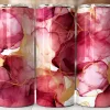 Three Red And Gold Alcohol Ink Tumblers.